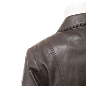 Veste en cuir pour femme, automne-hiver, avec col montant et tissu satiné, design multi-poches, coupe-vent et imperméable - Product Image 4