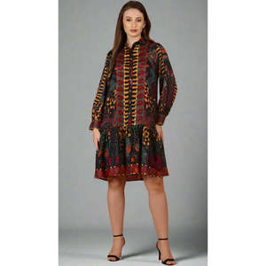 Vestido Camisero Gótico de Gasa hasta la Rodilla con Cremalleras para Fiestas de Primavera, Estilo Midnight Bloom - Product Image 1