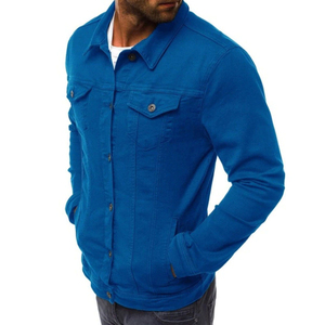 Men's High Street Style 2026 Casual Bomber Jacket <b>Hip</b> Hop Streetwear Denim Jacket with Front Logo - Product Image 2