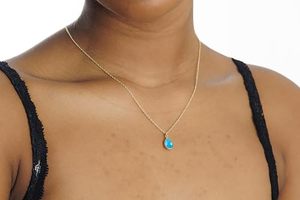 Turquoise December Birthstone <b>Necklace</b> 8x14mm Pear Shape Bezel Setting Handmade Gold-Plated Jewelry for Wedding Gift Idea - Product Image 4