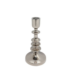 Bougeoir en métal, support de pilier, couleur argent, bougeoir de petite taille pour la maison, le mariage et la décoration de table - Product Image 1
