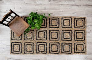 Modern Natural Hallway Runner Handwoven Seagrass Area <b>Rugs</b> Vintage Checkered Straw Floor Matting Seagrass Carpet Mat Home Decor - Product Image 3