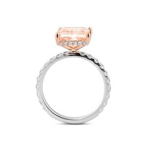 Bague élégante pour femme en diamant rose 3,00 carats, taille princesse brillant VS1, avec pavé et halo caché - Product Image 3