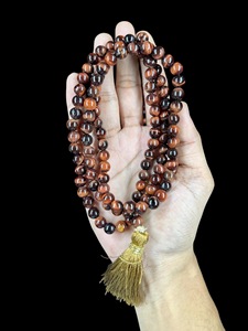 Collana di perle di Mala occhio di tigre rossa 108 perle di preghiera pietra preziosa per la <span class=keywords><strong>fertilità</strong></span> cuore Chakra regalo pietra semipreziosa pietra rossa artigianale - Product Image 4