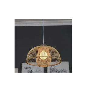 โคมไฟระย้าไม้ไผ่สานแบบเรียบง่ายสำหรับห้องรับประทานอาหาร B & B ทำด้วยมือโคมไฟระย้าทรงกลมทำจากห้องนอนระเบียง - Product Image 1