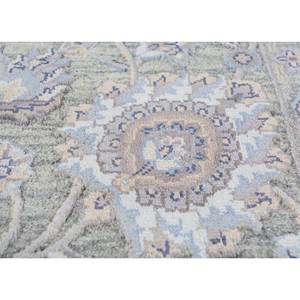 พรมขนสัตว์และใยวิสโคสสีฟ้าออโรร่า ทอมือลายเหรียญและลวดลายนามธรรม สำหรับบ้าน โถงทางเดิน ห้องนั่งเล่น รูปทรงสี่เหลี่ยมผืนผ้า รุ่น Skwv-57 - Product Image 1