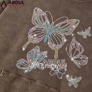 Sweat-shirts pour femmes avec strass et effet délavé tendance, style streetwear, sweat-shirts avec strass et effet délavé - Product Image 6
