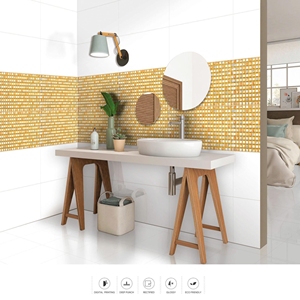 Carreaux muraux en céramique dorés argentés 300x600 mm Carreaux muraux intérieurs modernes et carreaux de salle de bain Imitation métallique brillante - Product Image 4