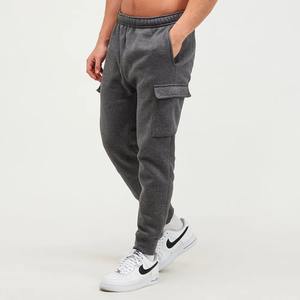 Joggers de marque de qualité supérieure, couleur grise, tissu côtelé, chevilles, poches zippées, pantalons de survêtement Slim - Product Image 1