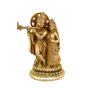 Radha-Krishna Statue Design Moderne En Laiton Massif Maison Temple Bureau Table Boutique Puja Étagère Hindou Religieux Cadeau - Product Image 1