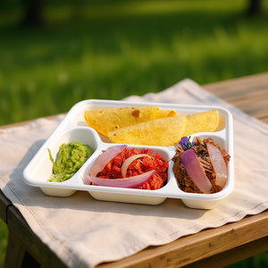 Barquette repas jetable à 4 compartiments en résine PLA, style décontracté, avec design profond pour plus de commodité et de polyvalence - Product Image 3