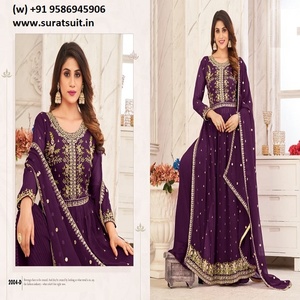 Broderie coupée Georgette Nayra de qualité supérieure Shalwar Kameez pour une occasion de festival de l'Inde Export - Product Image 5
