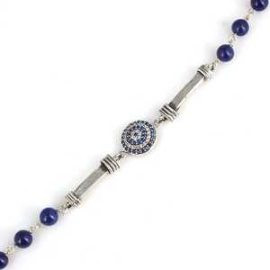 925 Sterling Silver Fine <b>String</b> <b>Bracelet</b> with Lapis Lazuli Beads - Product Image 5