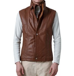 Gilet en cuir sans manches pour homme, veste de motard, veste en cuir de vache, peau d'agneau, logo personnalisé, OEM, vente en gros, fabricant, fournisseur - Product Image 1