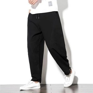 Otoño New American Retro Woven Cargo Pants Hombres 100% Algodón Lavado Cintura elástica Cordón Casual Anke-atado Pantalones - Product Image 4