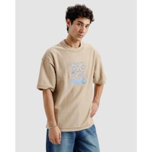 Camiseta de punto 100% algodón para mujer con manga regular, detalle inverso y diseño transpirable en color topo. - Product Image 2