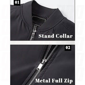 Chaquetas Bomber Personalizadas de Talla Grande para Hombre, 100% Poliéster, Cierre Completo, Chaquetas Urbanas, Fabricante de Chaquetas para Hombre al por Mayor OEM/ODM - Product Image 5