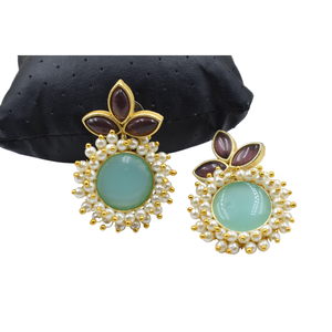 ต่างหูเม็ดเดี่ยวเคลือบทองวัสดุทองเหลืองเครื่องประดับแฟชั่นสำหรับผู้หญิงและเด็กผู้หญิง - Product Image 6