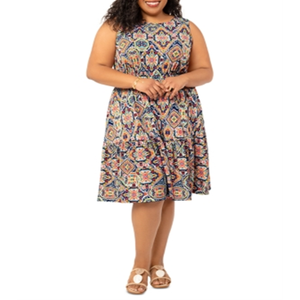 Vestido Leota Kristen para Mujer, Estilo Marroquí, Casual, con Volantes, Talla 2X (XL), Transpirable, Azul Natural, para Otoño - Product Image 1