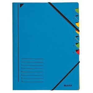 Leitz DIN <b>A4</b> 350g/m Blue Recycled Cardboard File <b>Folder</b> Pendarec with Multicolored 7 Compartments - Product Image 1