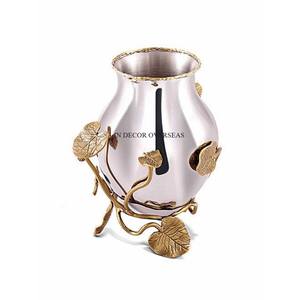 Newly Arrival Elegant Look Designer Gold Plated And Silver Shiny Polished Heavy Duty Metal Made Home <b>Decor</b> Table Flower Vase - Product Image 6