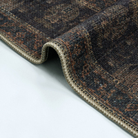 Art Deco Vintage Teppich im dunklen persischen Stil, Distressed Overdyed Chenille-Teppich, luxuriöser Tribal-Teppich mit floralem Musterdruck