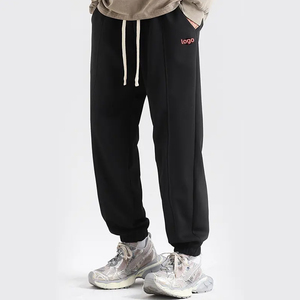 Pantalon de jogging en coton polaire de haute qualité pour hommes, taille élastique, nouveau pantalon de survêtement d'hiver teint en couleur unie, top ventes, service OEM décontracté - Product Image 3