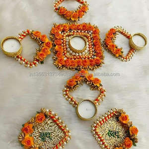 Ensemble de décoration indienne fait à la main pour décoration de la maison, Diwali cadeau de retour pour la maison, décoration de bureau, centre de table de mariage, tapis Rangoli - Product Image 3