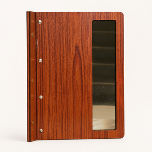 Porte-menu en bois en gros avec pages rechargeables pour restaurants et cafés, porte-menu en bois avec fenêtre en verre, marron - Product Image 1