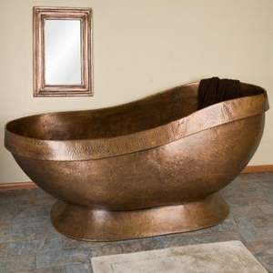 Bañeras de cobre antiguas únicas con diseños martillados a mano y acabados de primera calidad para baños clásicos y elegantes - Product Image 5