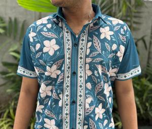 Mode tricot tissu demi manches Ombre imprimer coréen hommes chemise moderne à la mode vêtements pour hommes adapté pour temps chaud - Product Image 6