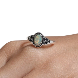 Anillo de plata bohemio hecho a mano, joyería de plata de ley 925, Ópalo, piedras preciosas, anillo de tendencia, joyería para mujer, regalo para ella - Product Image 1