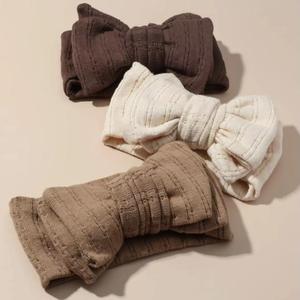 Elastic Turban Nature Linen Swaddle Hairwrap Double Bow Harper <strong>Headband</strong> Oversized Topknot for <strong>Baby</strong> Girls - Product Image 3