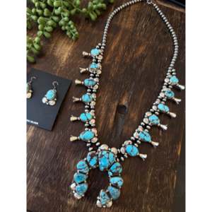 Ensemble de colliers Prince Égyptien Navajo faits à la main, turquoise et argent sterling, motif Squash Blossom, chaîne religieuse en corde, cadeau - Product Image 3