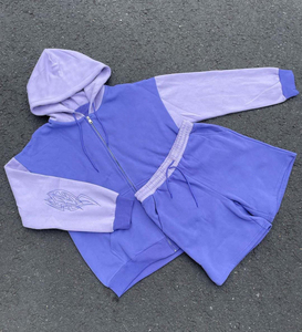 High Street Summer Streetwear Paint Splatter Graphic Print Cotton Hoodie and Shorts Two Piece Set - Product Image 2