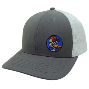 หมวกแก๊ป INJAE VINA สีเทา ทรง Trucker 6 แผง ปักลายการ์ตูนด้านหน้า ตาข่ายสีขาวด้านข้าง ทรงแข็ง ติดกระดุมแถวเดียว แบบสูง - Product Image 2