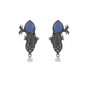 Boucles d'oreilles pendantes Blue Ox Fashion, design poisson en pierre - Product Image 2