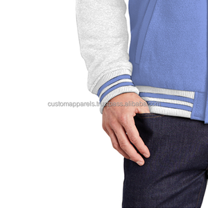 Black cotton fleece varsity <b>jacket</b> for <b>men</b> minimalist stylish letterman <b>jacket</b> for wholesale - Product Image 5