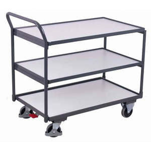 Variofit Industrial ESD <b>Table</b> Trolley with 3 Loading Shelves & 250 Kg Capacity <b>Electric</b> Solid Rubber Tyres Plastic Material - Product Image 1