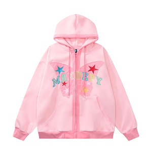 Sudadera con capucha y cremallera completa para hombre, personalizada, de alta calidad, con forro polar de 300 g, transpirable, para invierno, con estampado digital, teñido liso, mezcla de algodón - Product Image 1