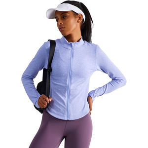 Veste d'activité douce pour femmes, fermeture éclair intégrale, haut léger, extensible, vêtements de yoga d'entraînement, confort, tissu en nylon et élasthanne - Product Image 3