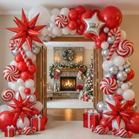 Kit d'arche de guirlande de ballons de Noël MIQI rouge, vert et blanc, ballons en aluminium en forme de canne à sucre et d'étoile, logo personnalisé pour toutes les fêtes