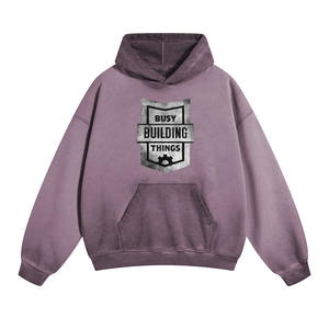 Pakistan Manufacturer Acid Wash Oversize Hoodies For Adult Pullover Drop Shoulder <b>Screen</b> Printing Logo Fleece Hoodie For Winter - Product Image 5