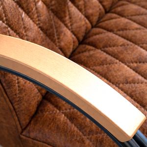 เก้าอี้พักผ่อนหนังแท้สไตล์เชสเตอร์ฟิลด์อุตสาหกรรม ดีไซน์โมเดิร์นกลางศตวรรษ โครงโลหะวินเทจทำมือ เหมาะสำหรับบ้านพักตากอากาศ - Product Image 5