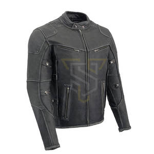 Meilleur prix veste de motard en cuir véritable pour hommes tissu tricoté de haute qualité support de décoration en fourrure teint uni léger Style hiver - Product Image 2