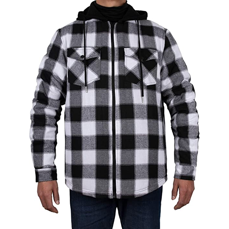 Flannel Hoodie Jacket Warm Plaid Men's Winter Style