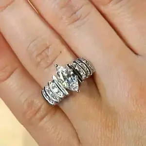 925 argent femmes 3.00 Ct Moissanite diamant bague de fiançailles Style Vintage bagues fines pour fête mariage - Product Image 2