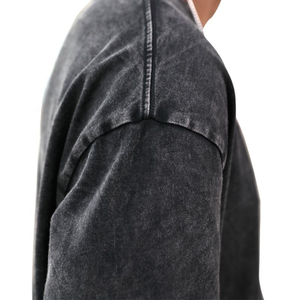 Fait sur mesure 100% épais coton lourd T-Shirt grande taille hommes goutte épaule lavage à l'acide Vintage surdimensionné blanc respirant - Product Image 1