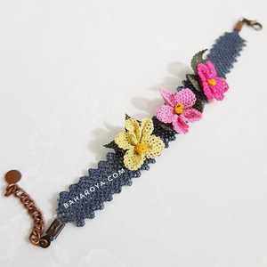 İğne oyasıçiçekli bileklik özel pembe-Gri ICS Product - Product Image 1