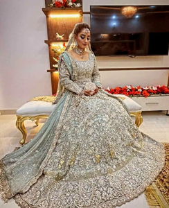 Robe de mariée à la mode, dernier modèle, longueur au sol, avec de belles perles de verre de cristal ornés de pierre, fonctionne pour mariage, 2021 - Product Image 6